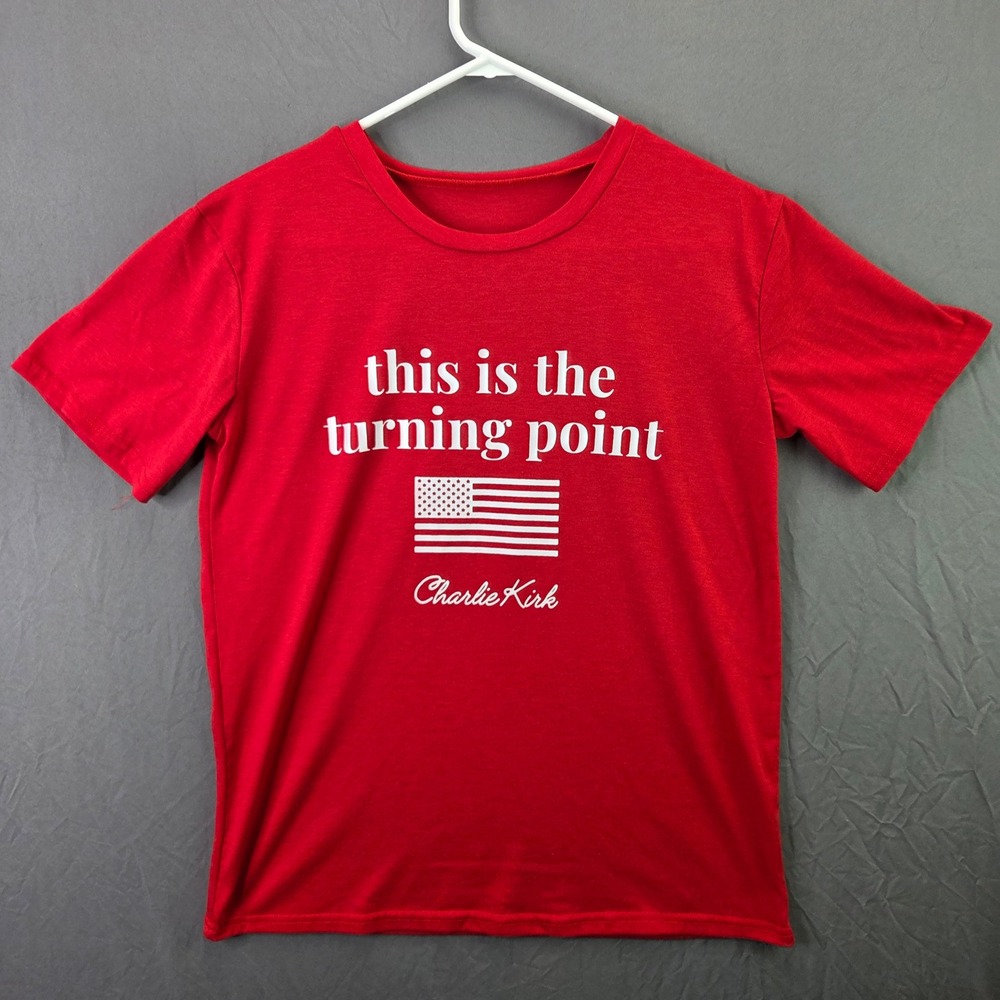 Turning Point USA T Shirt Mens Small Red Good Charlie Kirk American Flag Graphic